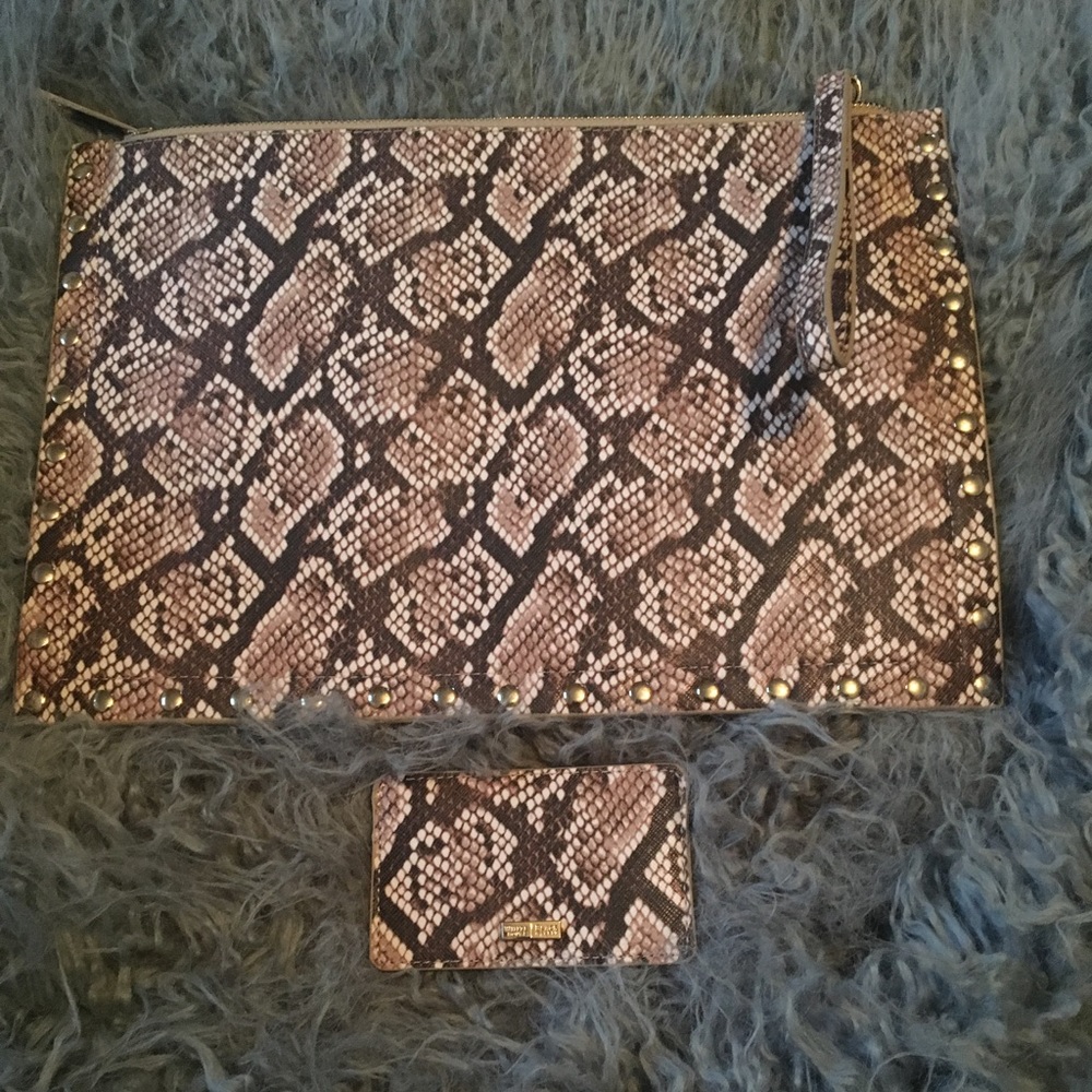 White House Black Market Snake Print Clutch